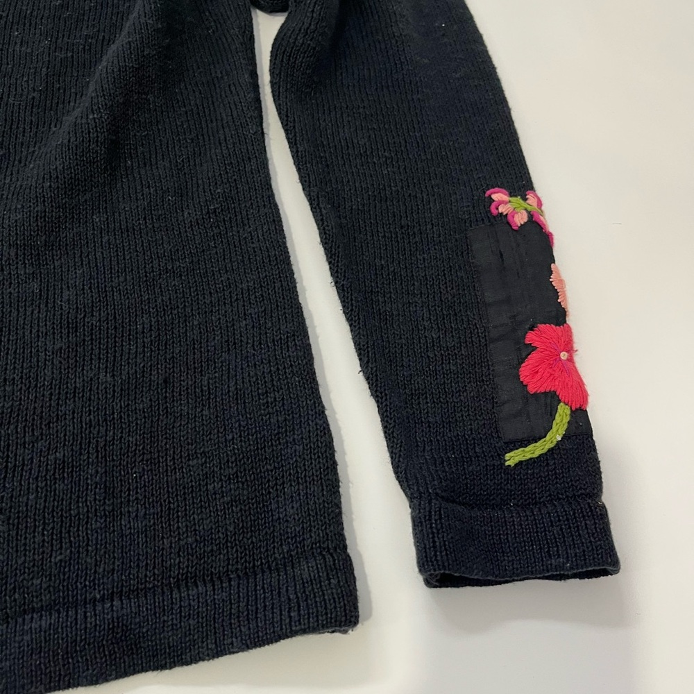 Vintage Icelandic Design Linen Cotton Embroidered Floral Cardigan Sweater Large - Picture 7 of 14